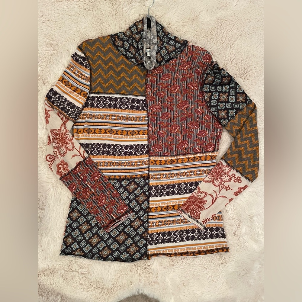 Sundance Mix Pattern Thin Cotton Turtleneck